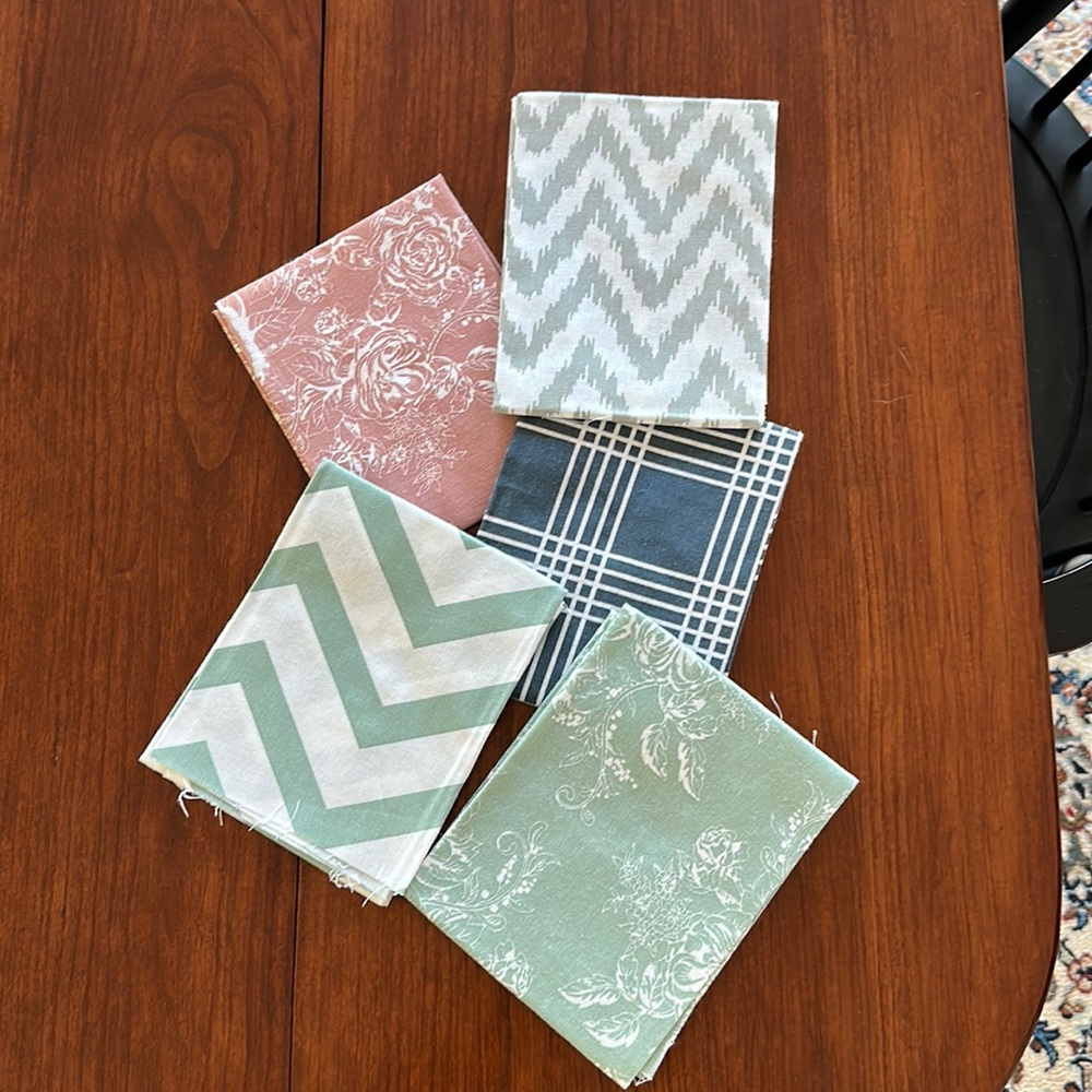 Set of 5 Cotton Fabric Squares